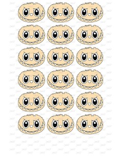 Eetbare Print Labubu Gezicht Cupcakes - 5cm