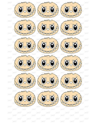 Eetbare Print Labubu Gezicht Cupcakes - 5cm