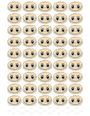 Eetbare Print Labubu Gezicht Mini Cupcakes - 3,5cm