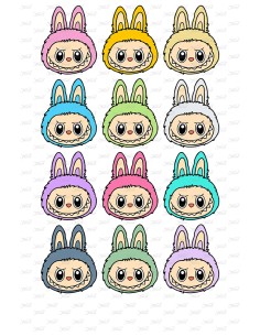 Eetbare Print Labubu Hoofd - 6cm