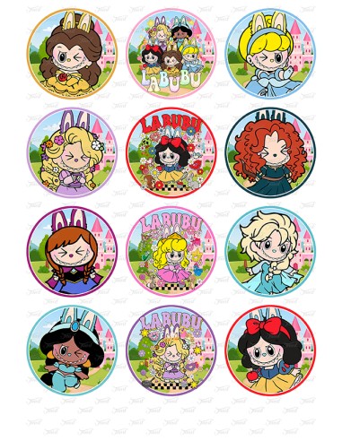 Eetbare Print Labubu Prinsessen Cupcakes - 6cm