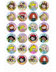 Eetbare Print Labubu Prinsessen Mini Cupcakes - 4cm