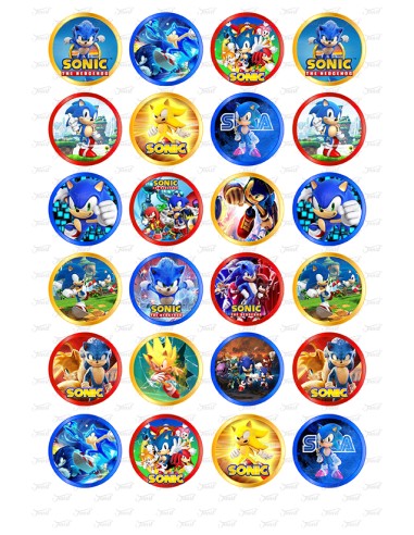 Eetbare Print Sonic Mini Cupcakes - 4cm