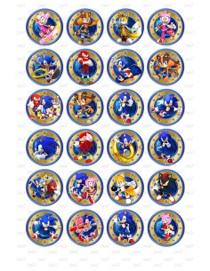 Eetbare Print Sonic 2 Mini Cupcakes - 4cm