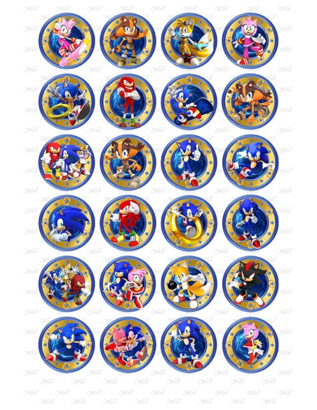 Eetbare Print Sonic 2 Mini Cupcakes - 4cm