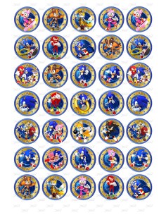 Eetbare Print Sonic 2 Mini Cupcakes - 3,5cm