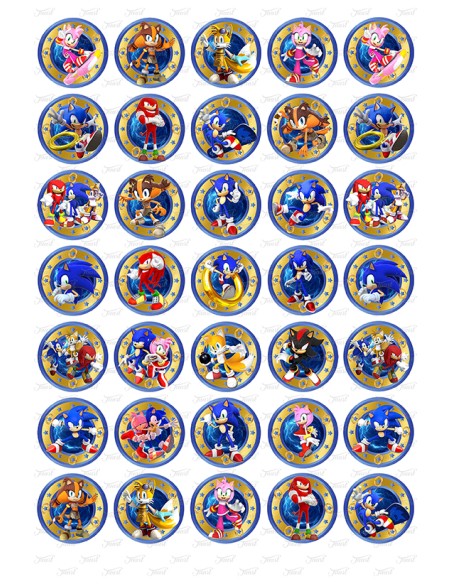 Eetbare Print Sonic 2 Mini Cupcakes - 3,5cm