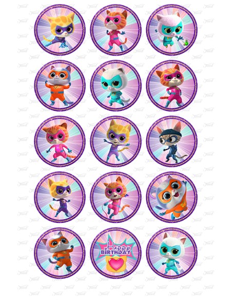 Eetbare Print Super Katjes Cupcakes - 5cm