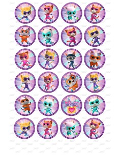 Eetbare Print Super Katjes Mini Cupcakes - 4cm