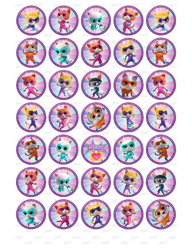 Eetbare Print Super Katjes Mini Cupcakes - 3,5cm