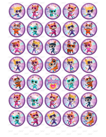Eetbare Print Super Katjes Mini Cupcakes - 3,5cm