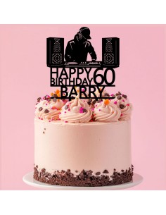 Taarttopper op Maat: Happy Birthday DJ met Naam en Leeftijd