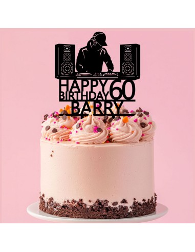 Taarttopper op Maat: Happy Birthday DJ met Naam en Leeftijd