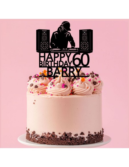 Taarttopper op Maat: Happy Birthday DJ met Naam en Leeftijd