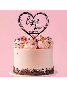 Taarttopper op Maat: Triple Heart met Naam en Datum