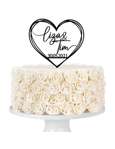 Taarttopper op Maat: Triple Heart met Naam en Datum