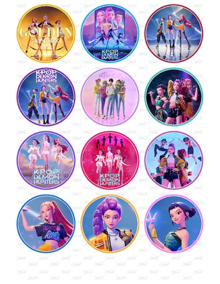 Eetbare Print K-Pop Demon Hunters Cupcakes - 6cm