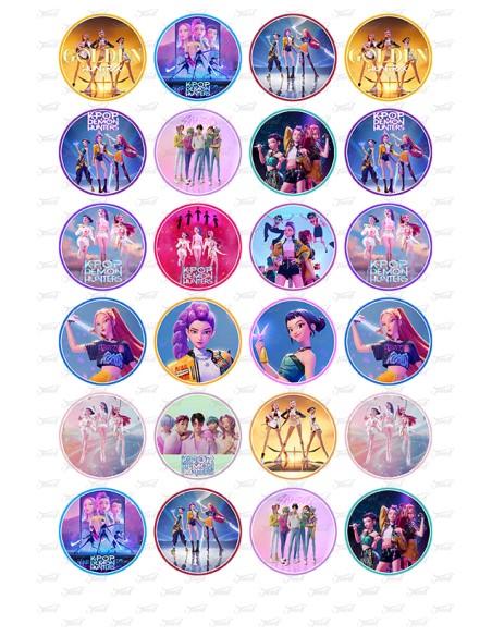 Eetbare Print K-Pop Demon Hunters Mini Cupcakes - 4cm