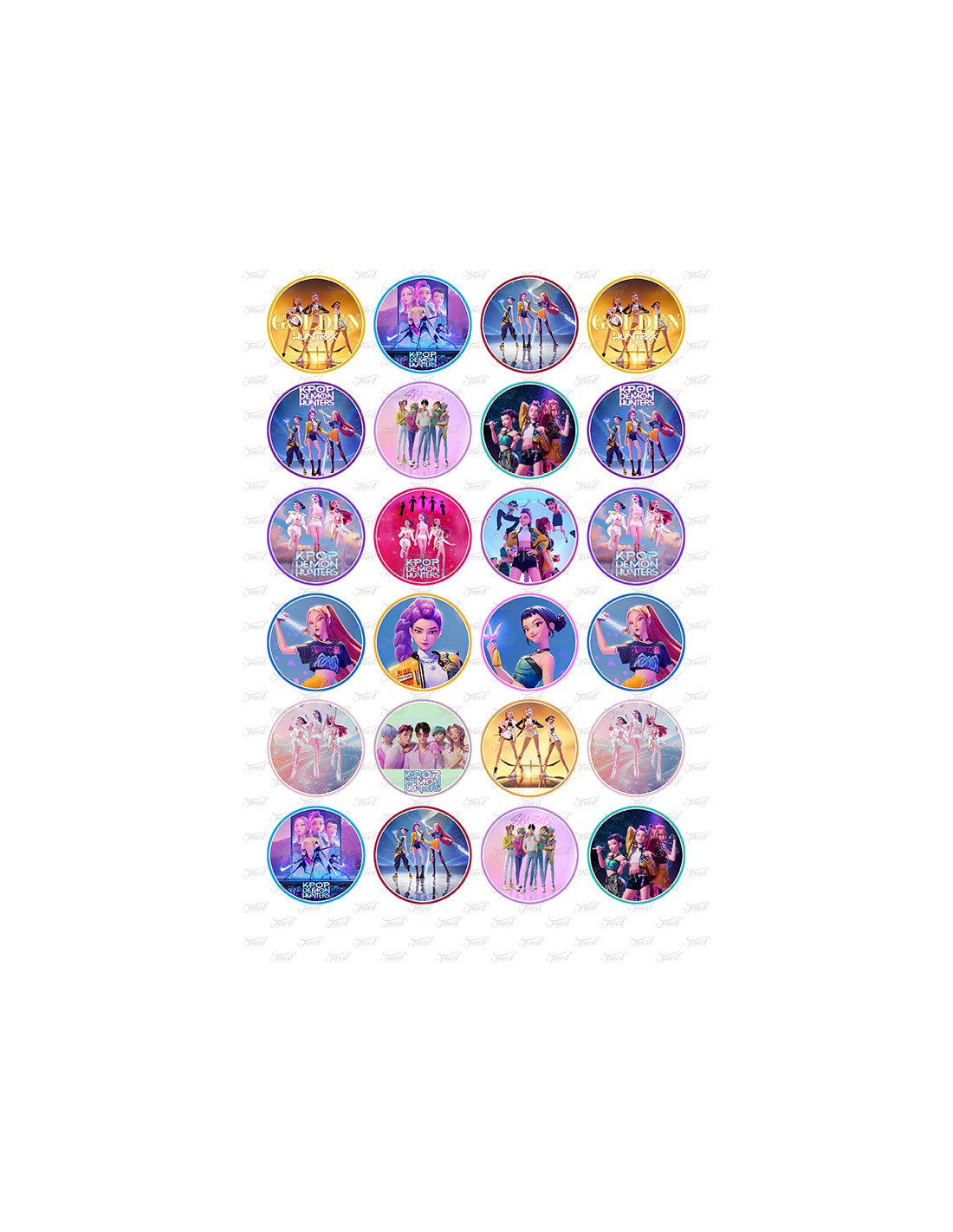 Eetbare Print K Pop Demon Hunters Mini Cupcakes 4cm
