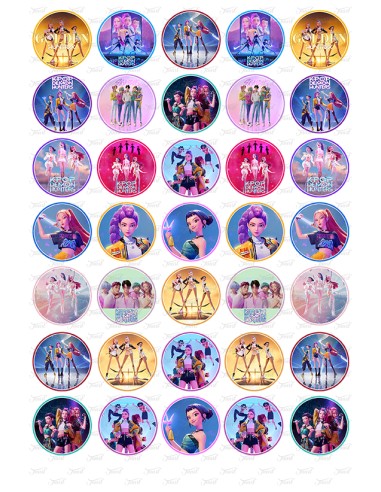 Eetbare Print K-Pop Demon Hunters Mini Cupcakes - 3,5cm