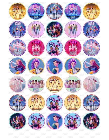 Eetbare Print K-Pop Demon Hunters Mini Cupcakes - 3,5cm