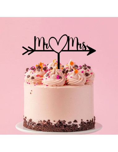 Taarttopper op Maat: Mr & Mrs met Pijl Rechts