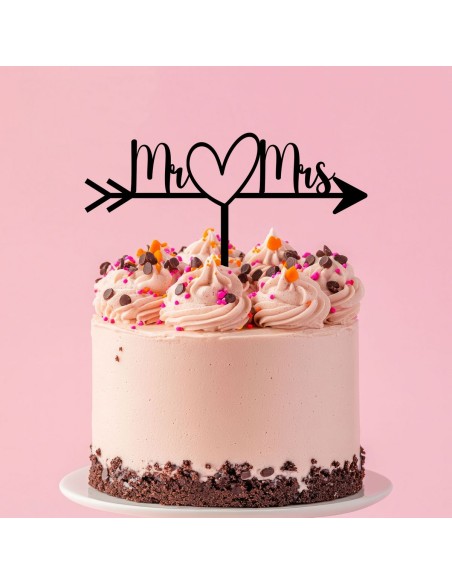 Taarttopper op Maat: Mr & Mrs met Pijl Rechts
