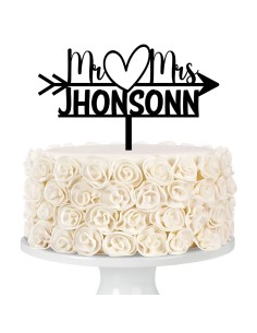 Taarttopper op Maat: Mr & Mrs met Pijl Rechts met Naam 2