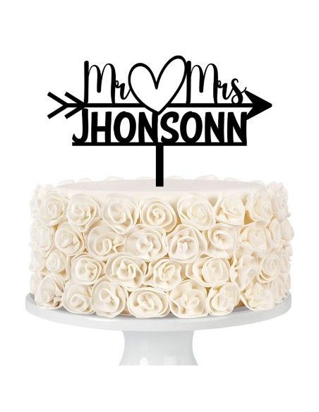 Taarttopper op Maat: Mr & Mrs met Pijl Rechts met Naam
