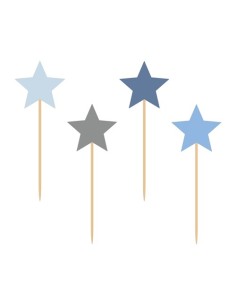 Cupcake Toppers Sterren Blauw -8st-