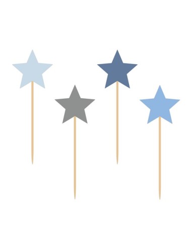 Cupcake Toppers Sterren Blauw -8st-