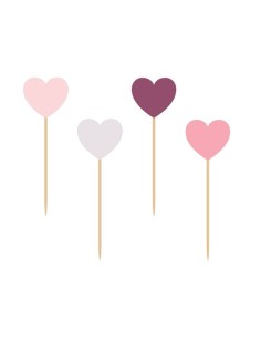 Cupcake Toppers Hart Roze -8st-