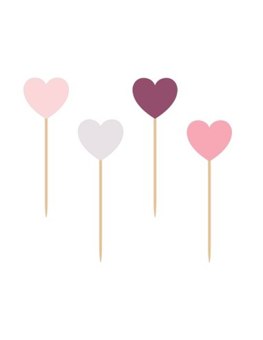 Cupcake Toppers Hart Roze -8st-