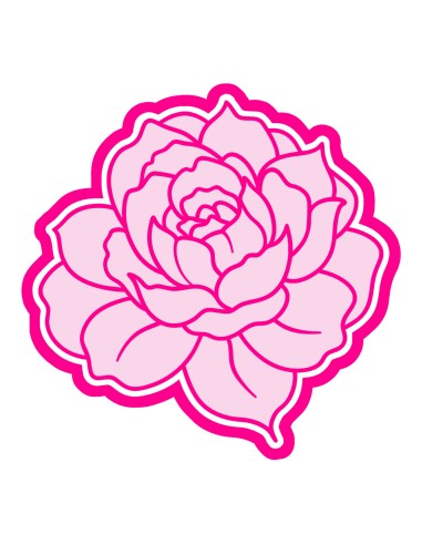 3D Uitsteker op Maat: Pioenroos met Stempel