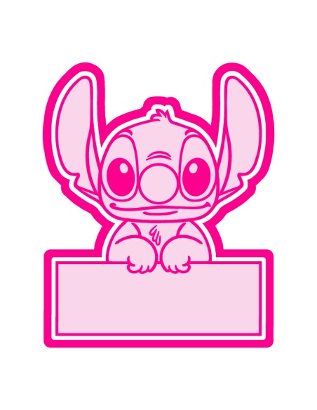 3D Uitsteker op Maat: Stitch met Bord Leeg met Stempel