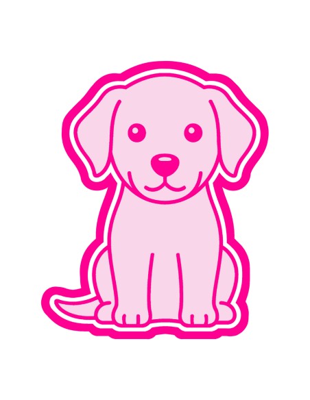 3D Uitsteker op Maat: Hond Zittend met Stempel