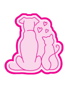 3D Uitsteker op Maat: Hond en Kat met Stempel