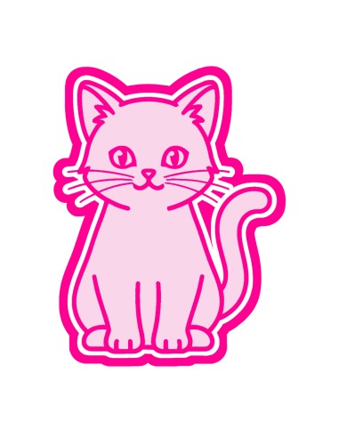 3D Uitsteker op Maat: Kat Zittend met Stempel