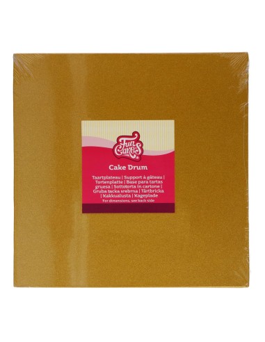 FunCakes Cake Drum Vierkant -25cm- Glanzend Goud