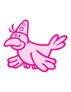 3D Uitsteker op Maat: Clowntje - Vogel met Stempel