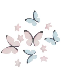 Wilton Ouwel Decoraties Bloemen & Vlinders Pastel Roze -30st