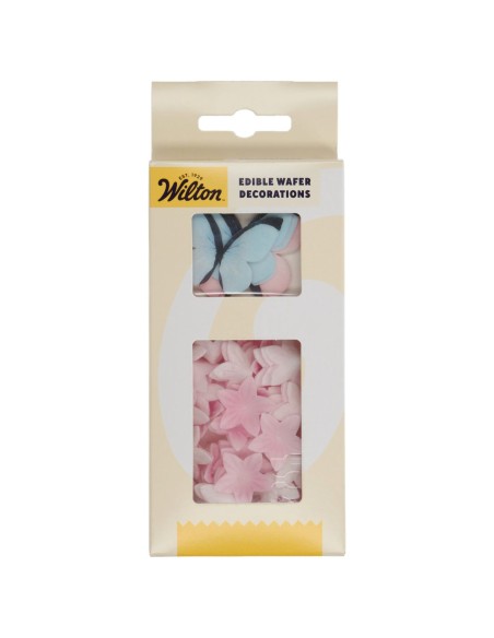 Wilton Ouwel Decoraties Bloemen & Vlinders Pastel Roze -30st