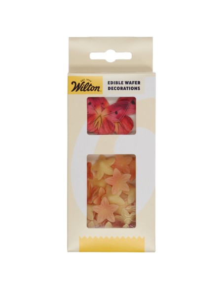 Wilton Ouwel Decoraties Bloemen & Vlinders Oranje/Roze -30st