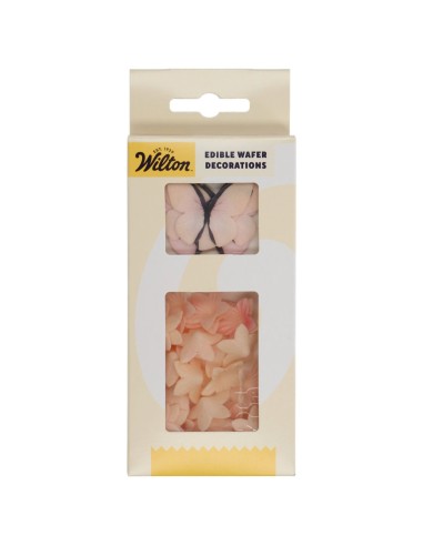 Wilton Ouwel Decoraties Bloemen & Vlinders Ombre Roze -30st