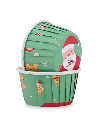 Baking Case Cup Kerstman Groen -50st-