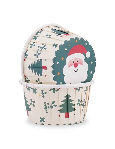 Baking Case Cup Kerstman Wit -50st-