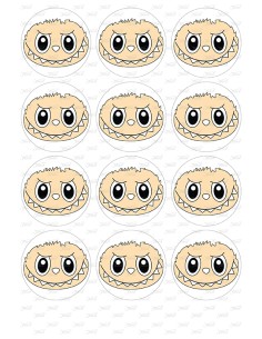 Eetbare Print Labubu Gezicht Rond Cupcakes - 6cm
