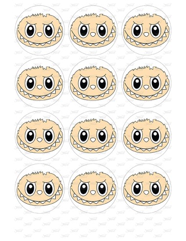 Eetbare Print Labubu Gezicht Rond Cupcakes - 6cm