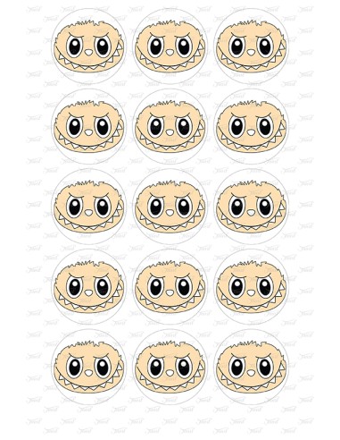 Eetbare Print Labubu Gezicht Rond Cupcakes - 5cm