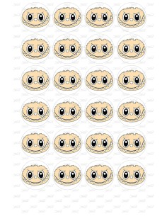Eetbare Print Labubu Gezicht Rond Mini Cupcakes - 4cm